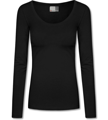 Damen Slim Fit Langarmshirt black | XL