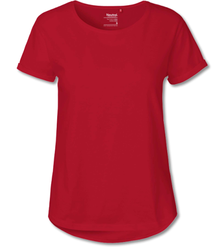 Bio Ladies Roll Up T-Shirt Fairtrade  red | XL